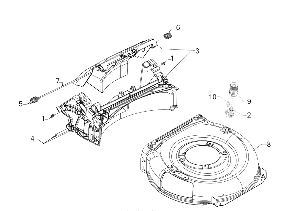 Deck Assembly Diagram and Parts List for SC300E (12ACA2M6710)(2019) Cub Cadet Lawn Mower